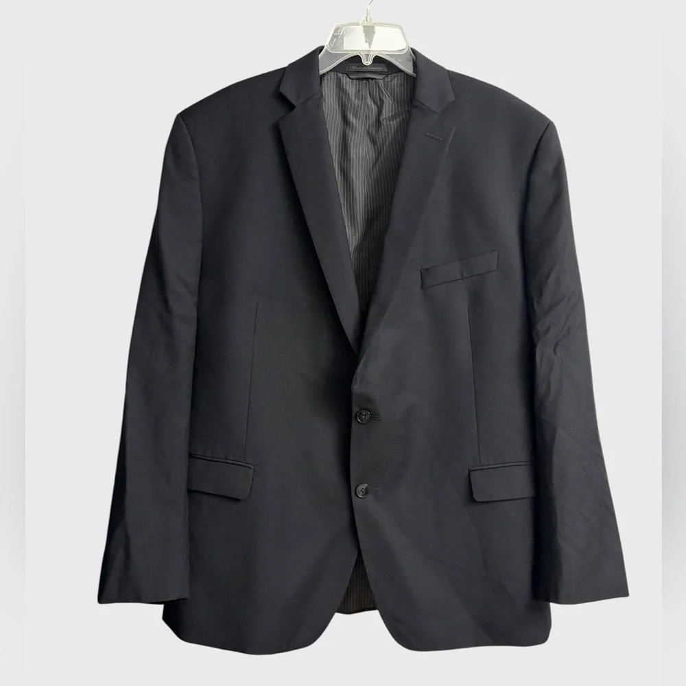 Calvin Klein Men's Slim Fit Two-Button Jacket Blazer Size 48R Black Wool Preppy